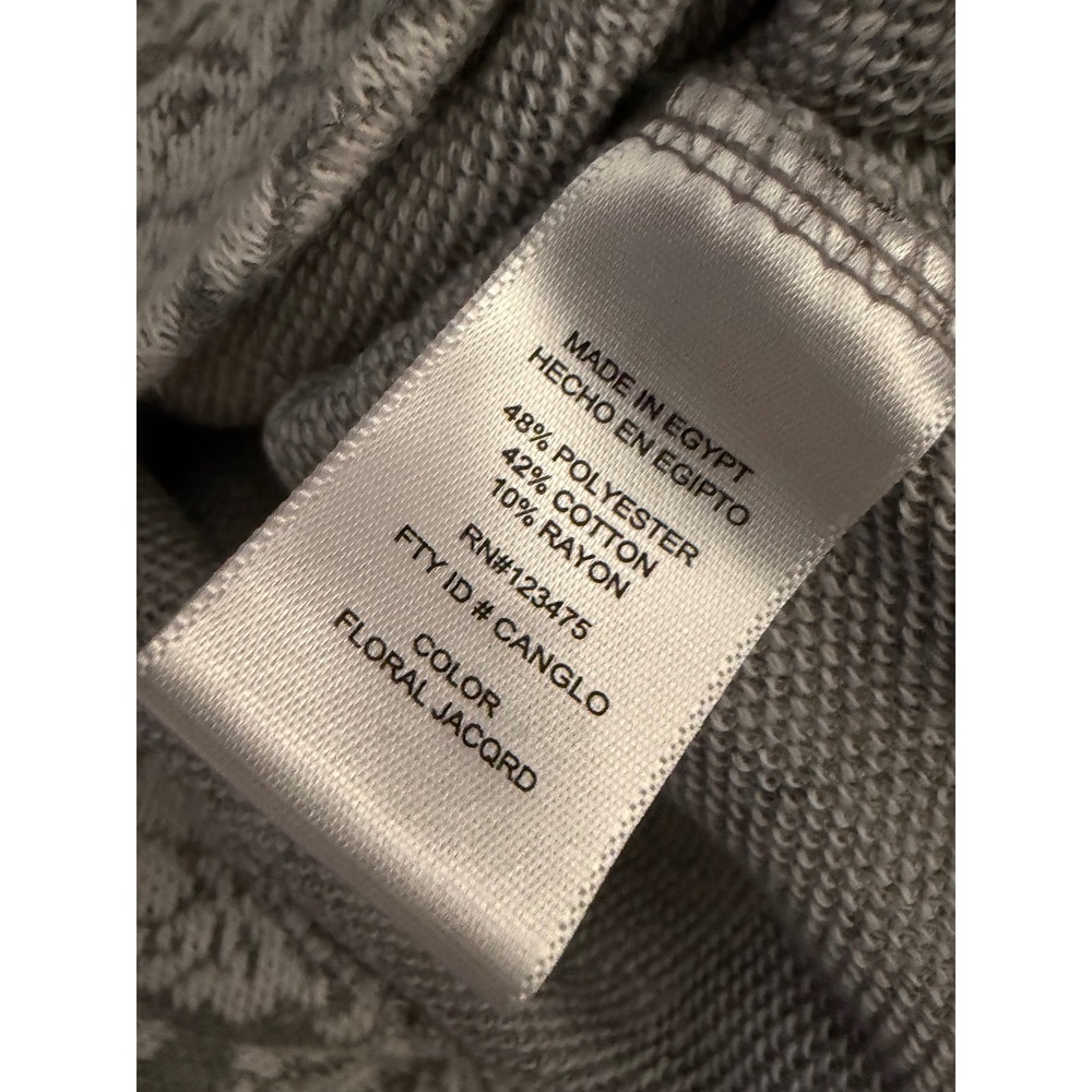 Ellen Tracy Heather Grey White Floral Jacquard Knit Sweatshirt Top XL Romantic - Picture 6 of 6